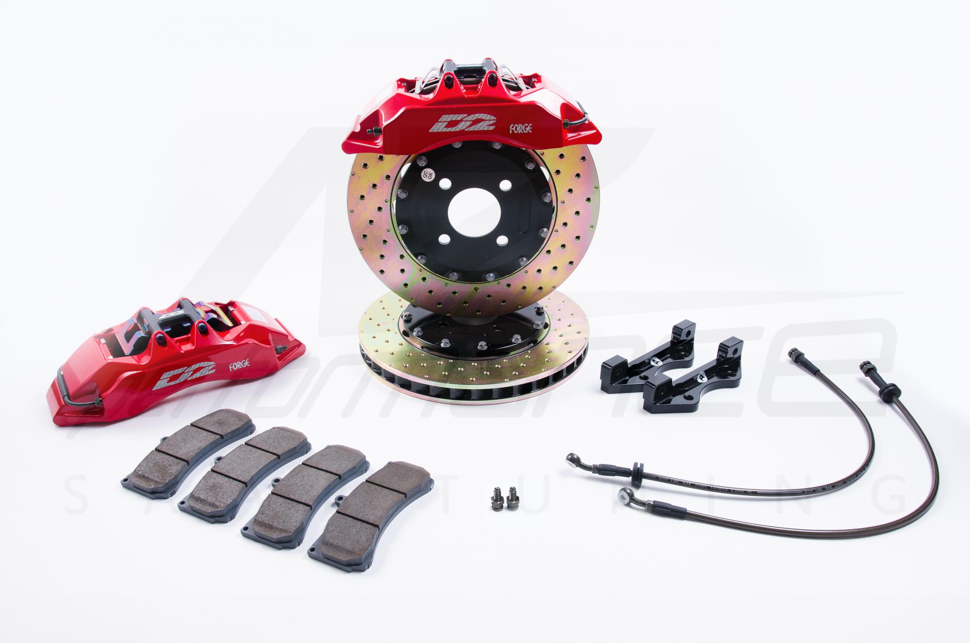 D2 Racing 330 mm fixed rotor, street 6-pot caliper rear brake kit, SAAB 9-5 (98-02)