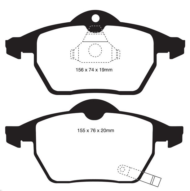 EBC 308 mm Greenstuff front brake pads SAAB 9-5 2001-2010