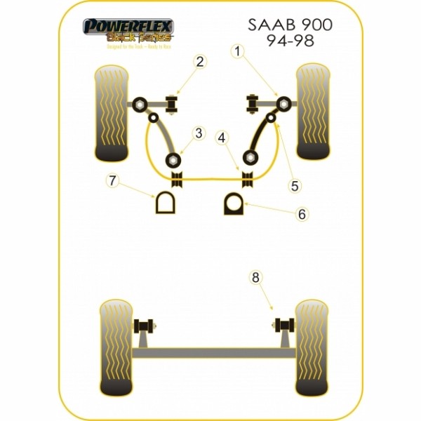 PFF66-204-24BLK Front anti roll bar mounting, SAAB 900, 9-3