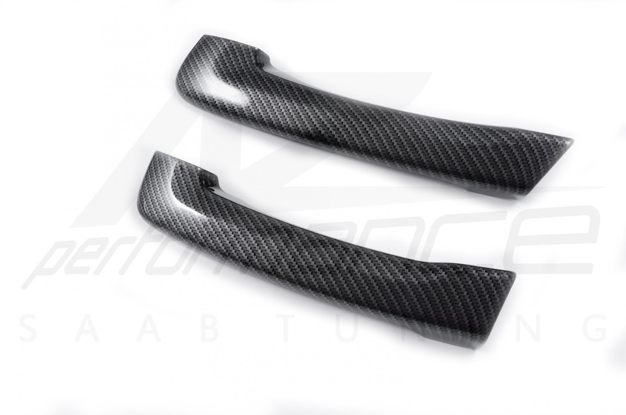 Shiny Carbon-Silver door grab handles SAAB 9-5 2006-2010