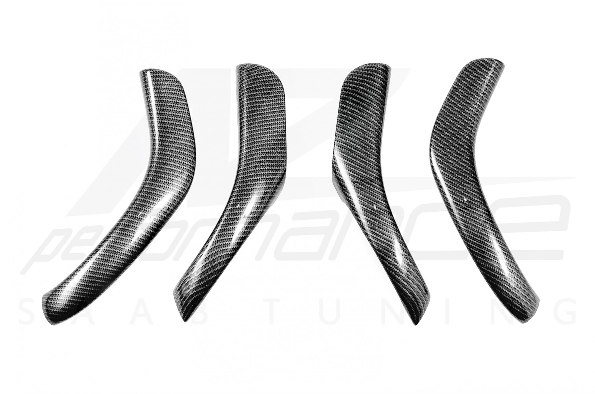 Carbon-Silver door grab handles SAAB 9-3 2003-2014