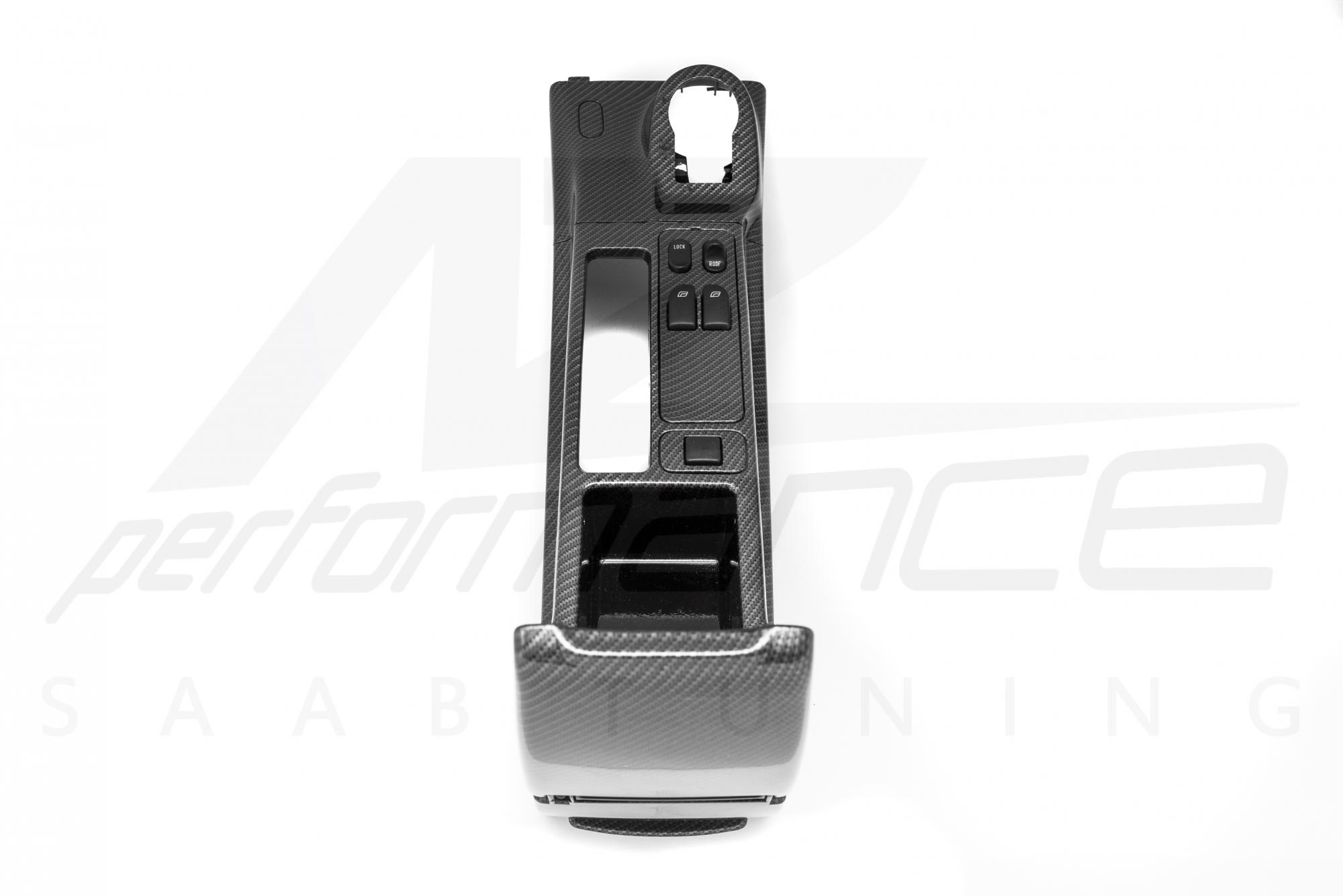 Shiny Carbon-Silver ignition center console with window switch SAAB 900 O9-3