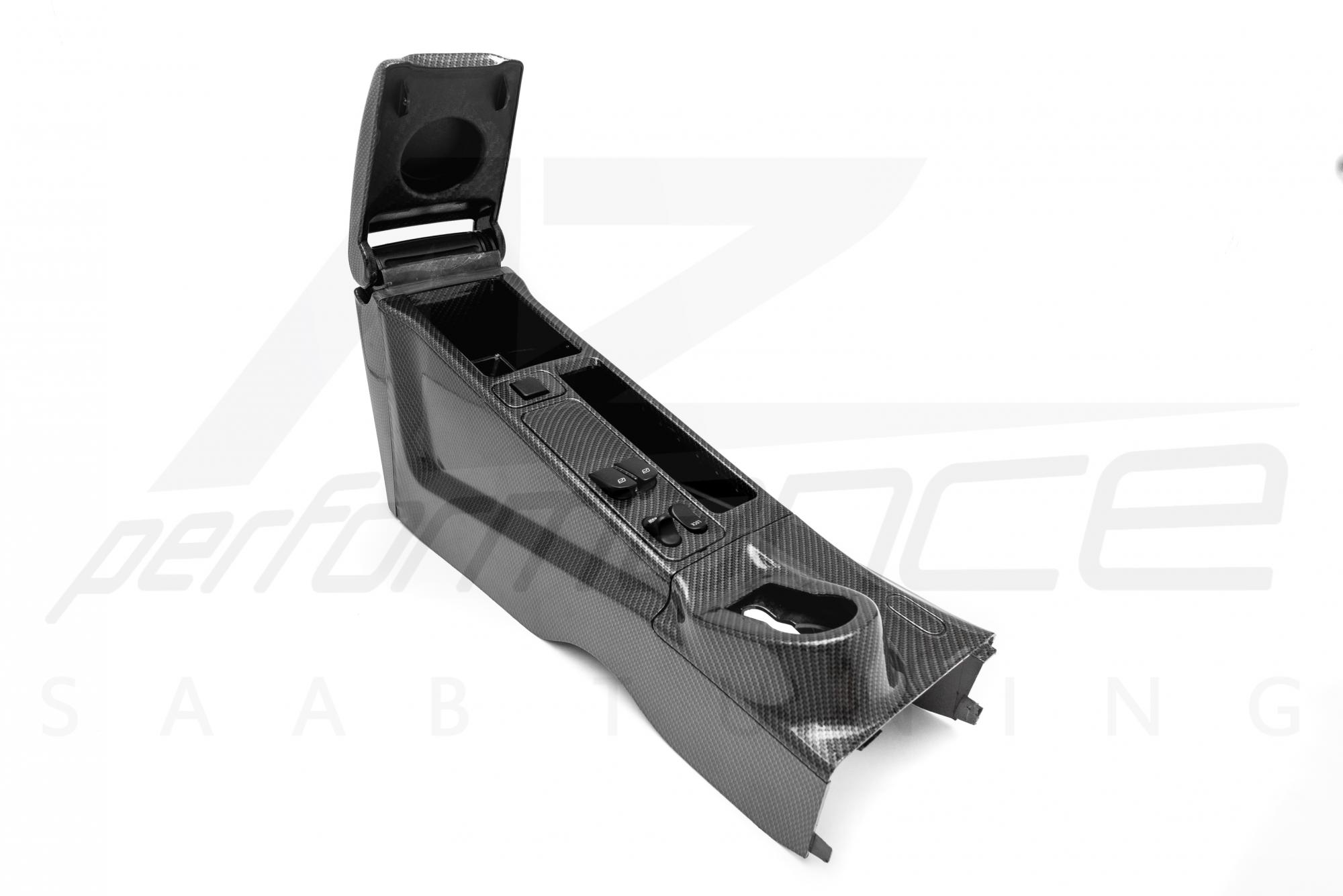 Shiny Carbon-Silver ignition center console with window switch SAAB 900 O9-3