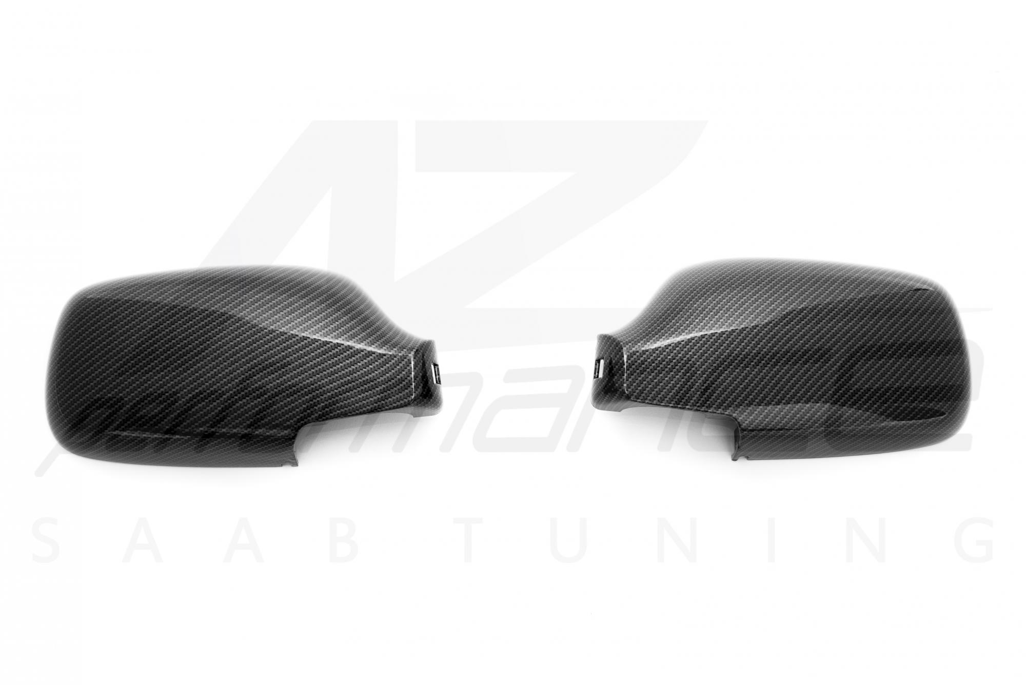 Shiny Carbon-Silver patterned mirrorcaps pair SAAB 9-3 Viggen