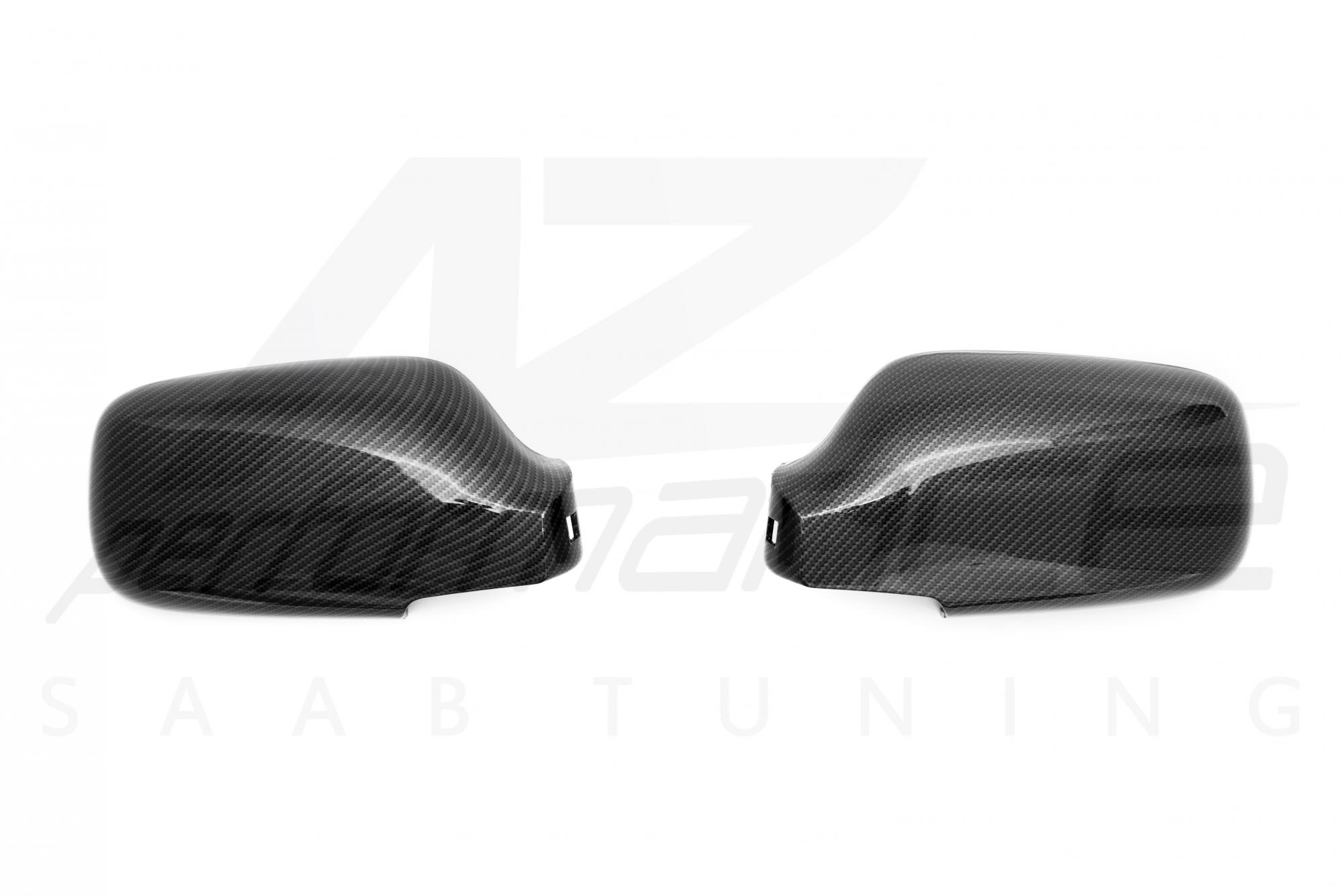 Shiny Carbon-Silver patterned mirrorcaps pair SAAB 9-3 Viggen