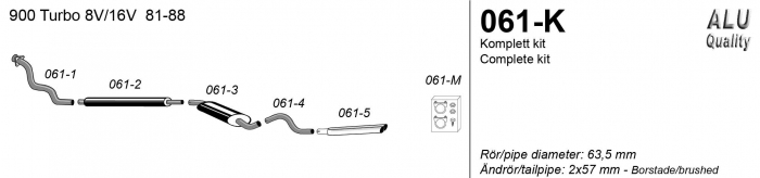 Simons 63mm Turbo Back Exhaust system SAAB 900 Turbo 1981-1988