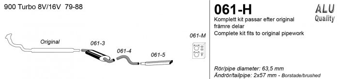 Simons 63mm Middle Back Exhaust System SAAB 900 Turbo 1981-1988