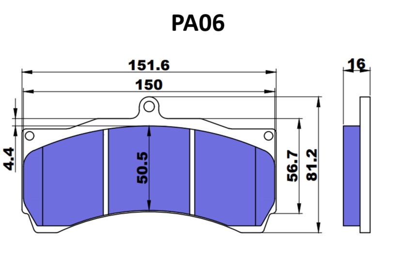 D2 Racing PA06 330 356 380mm SPORT fékbetét készlet 6- és 8-dugattyús féknyergekhez