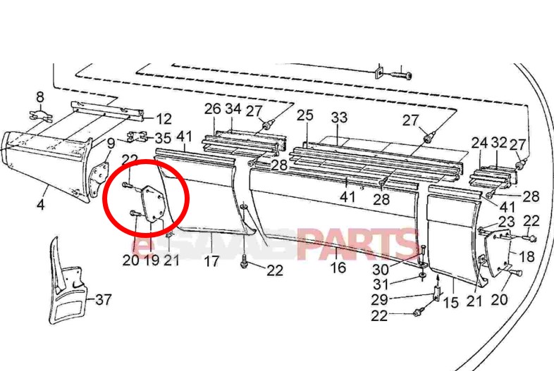 Jobb és bal oldali hátsó oldalburkolat rögzítő gumilap 9285867 SAAB 900 Carlsson SPG Aero