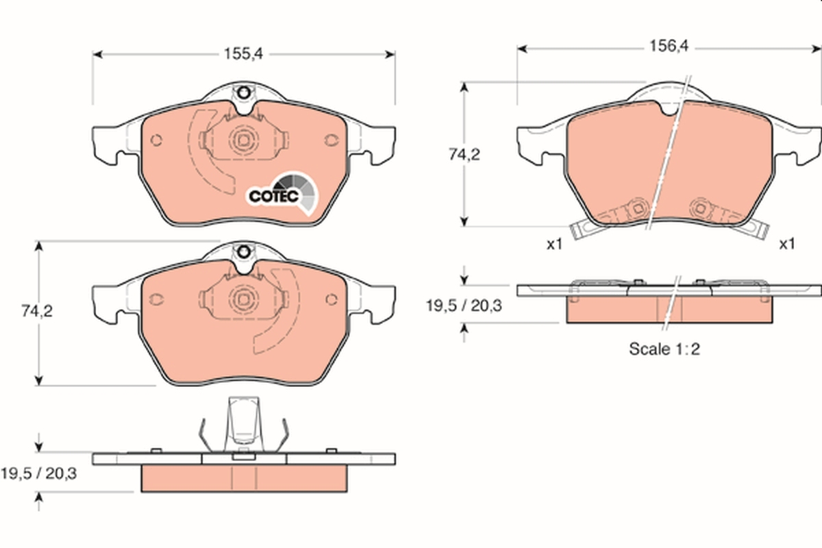 TRW  front Brake Pad kit SAAB 9-3 900/9‑3/9‑5