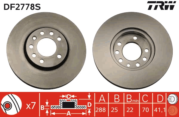 TRW 288mm front brake disc pair SAAB 900/9-3/9-5