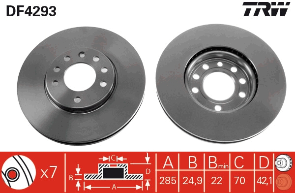 TRW 302mm front brake disc pair SAAB 9-3 2003+