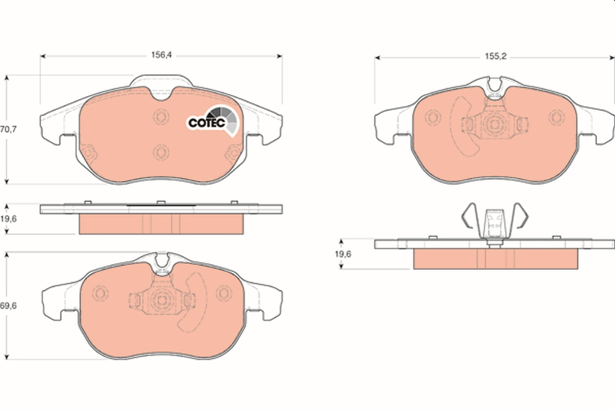 TRW GDB1613 front Brake Pad kit SAAB 9-3 II 285/302mm