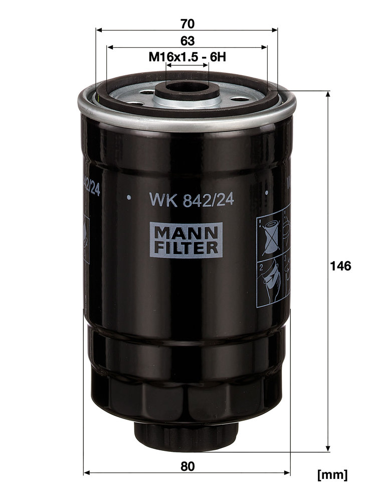 MANN FILTER Fuel Filter WK842/24 Saab 9-3 1.9 diesel