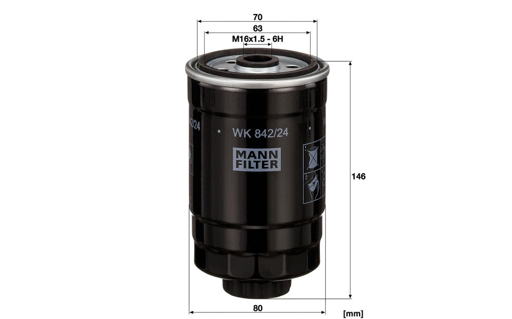 MANN FILTER Diesel Fuel Filter 12762671 SAAB 9-3 9-3X 9-5 1.9 TiD TTiD 2003-2010